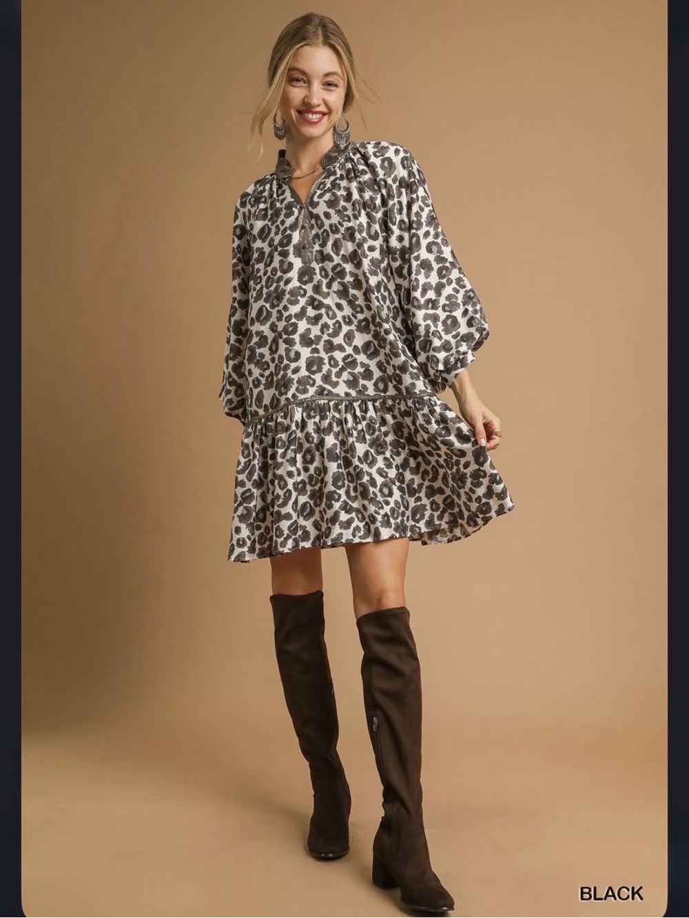Umgee Leopard-Print Tiered Dress - Picture 11 of 11